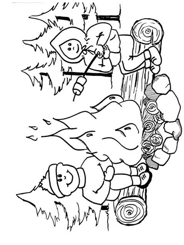 Marshmallow roasting Coloring page