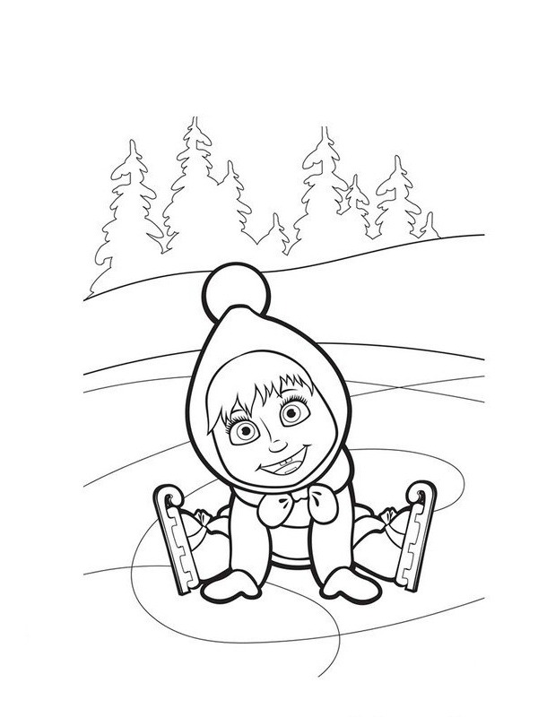 Masha on the ice Coloring page Masha on the ice Coloring page