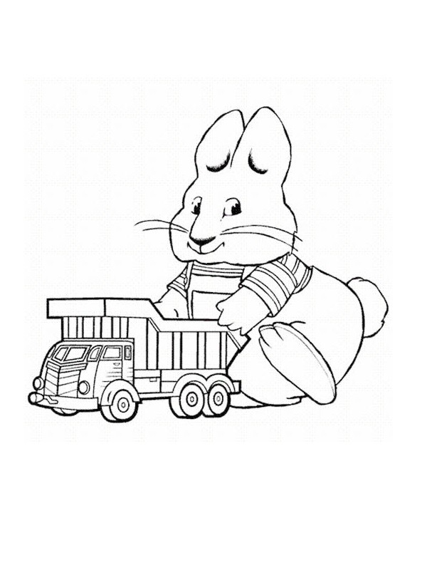 Max plays with a semi truck Coloring page