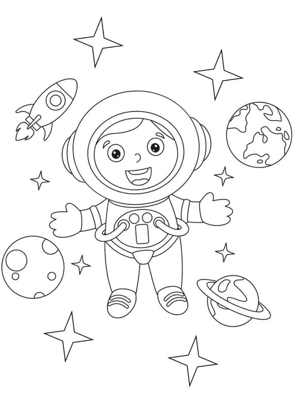 Girl in space Coloring page