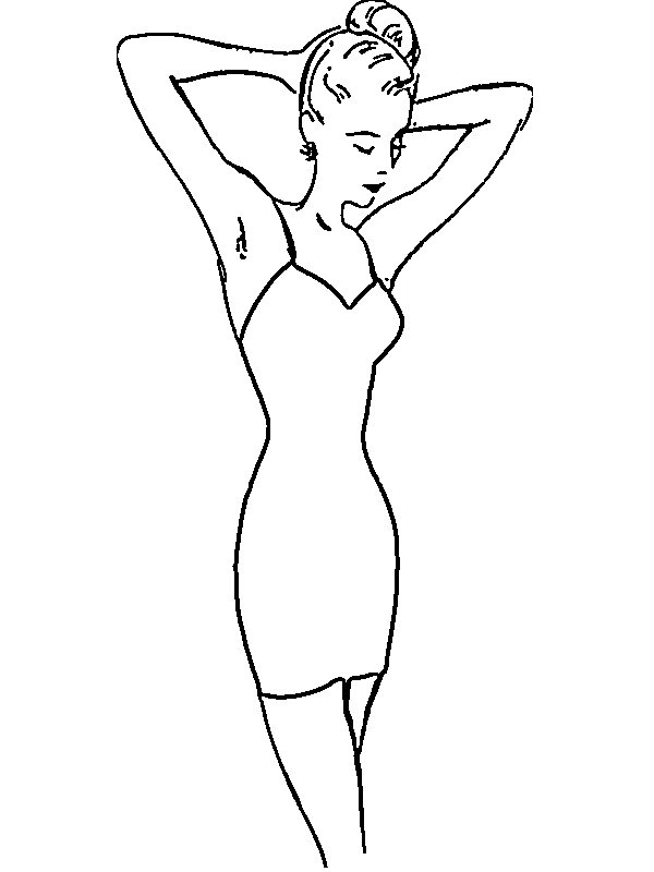 Girl with long dress Coloring page