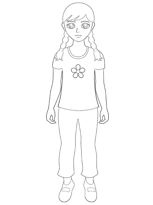Girl with braids Coloring page