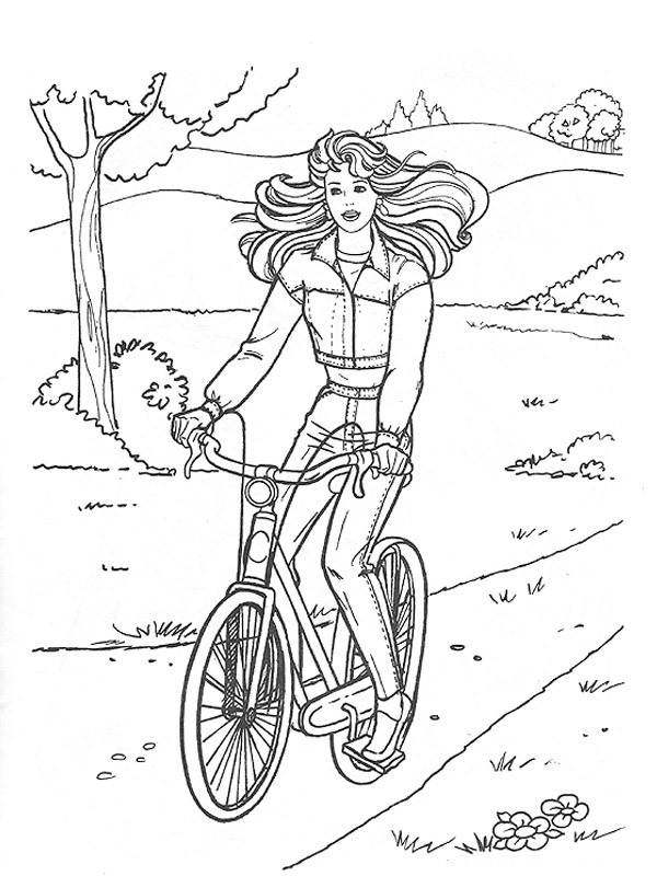 Girl on bike Coloring page