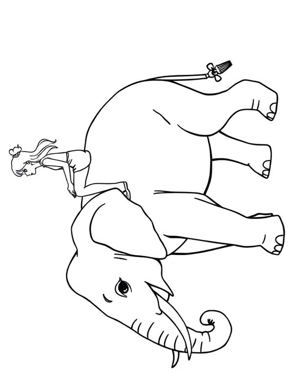 Girl on an elephant Coloring page Girl on an elephant Coloring page