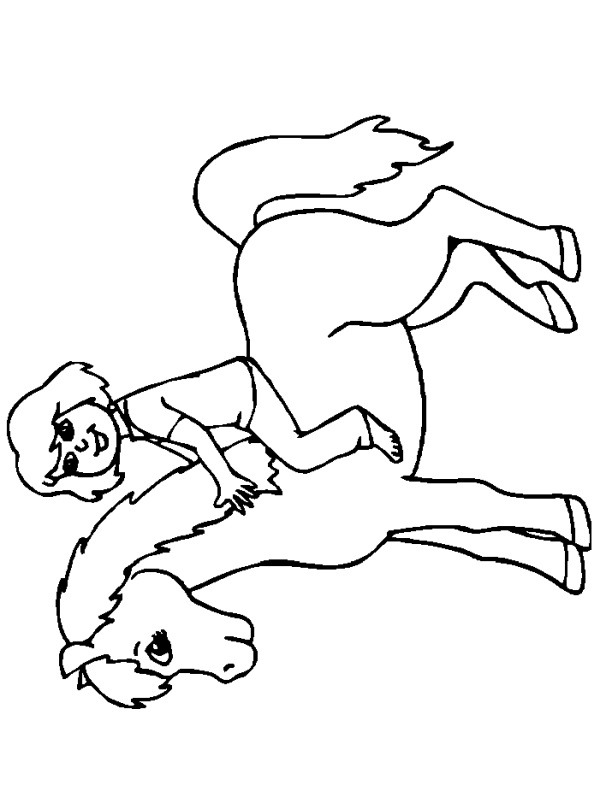 Girl is horseback riding Coloring page