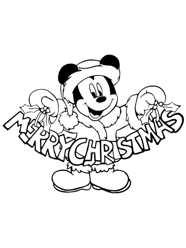 Merry christmas Mickey Mouse Coloring page