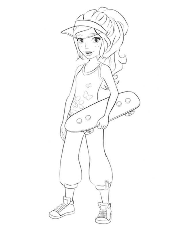 Mia with Skateboard Coloring page