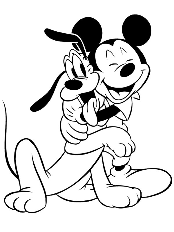Mickey Mouse and Pluto Coloring page Mickey Mouse and Pluto Coloring page