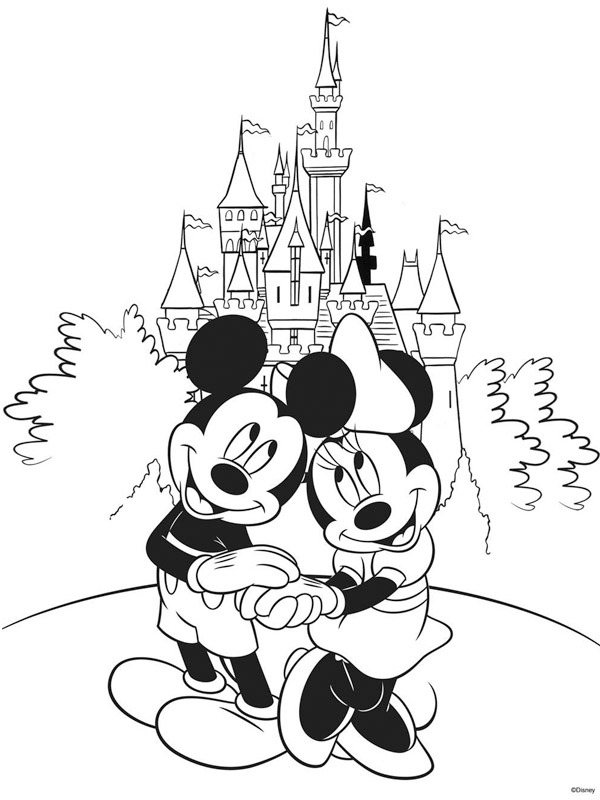 Minnie and Mickey at Disneyland Coloring page