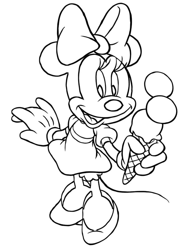 Minni mouse eats ice cream Coloring page