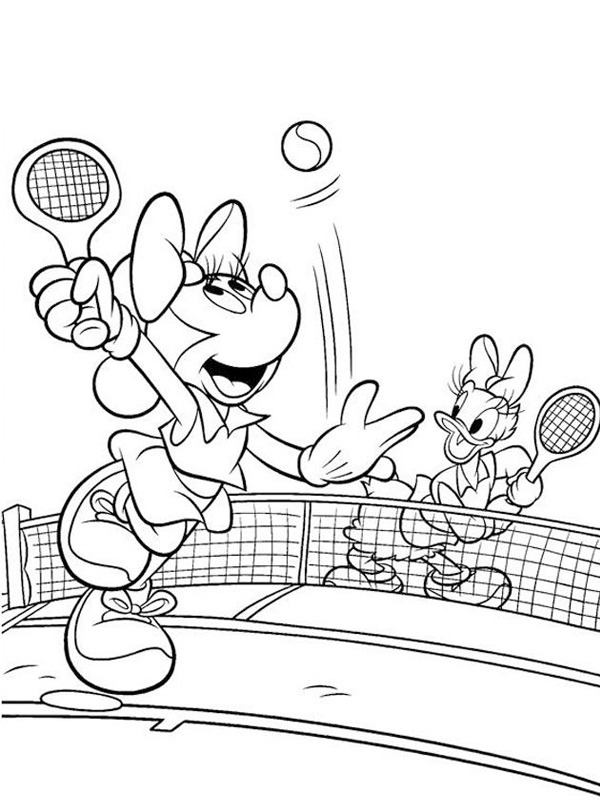 Minnie Mouse and Daisy play tennis Coloring page
