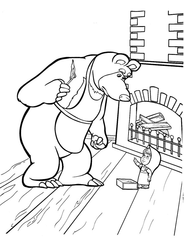 Masha the Bear and Masha Coloring page Masha the Bear and Masha Coloring page