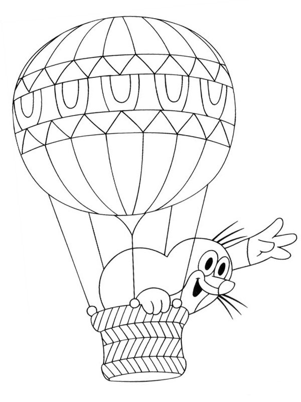 Mole waves from hot air balloon Coloring page Mole waves from hot air balloon Coloring page