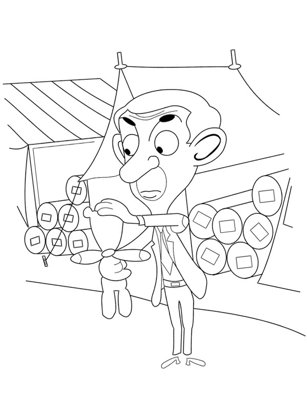 Mr Bean and Teddy Coloring page