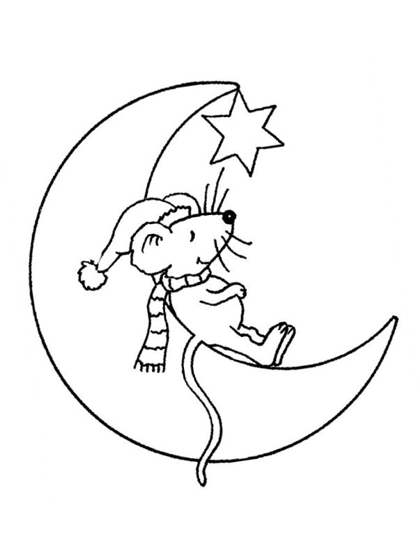 Mouse on the moon Coloring page