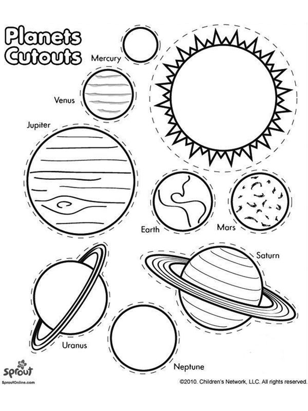 Names of planets Coloring page