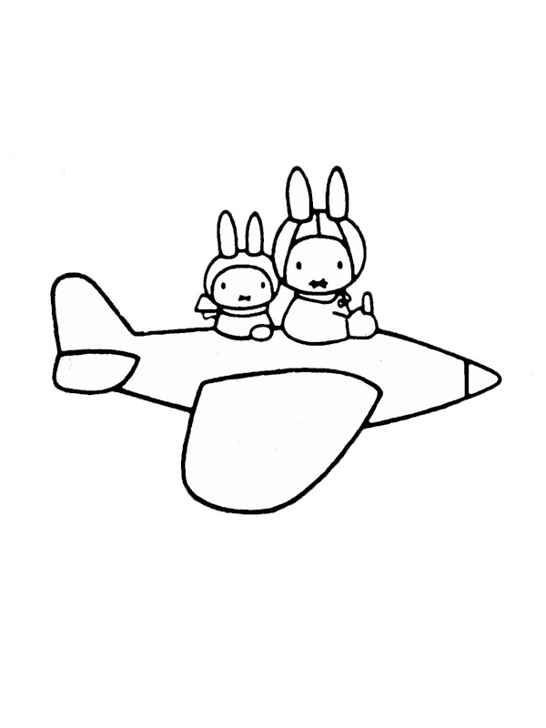 Miffy in the plane Coloring page