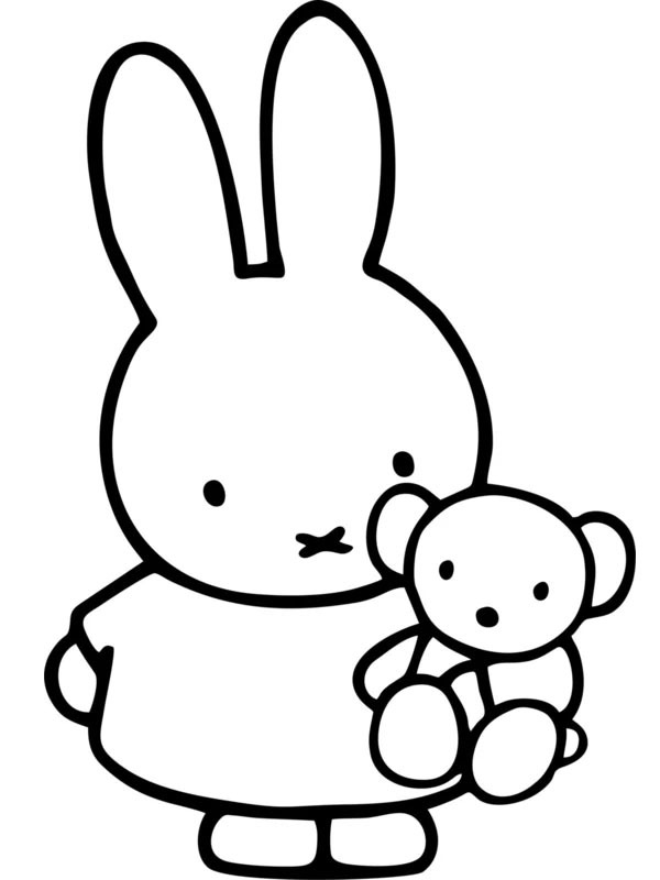 Miffy with a bear Coloring page