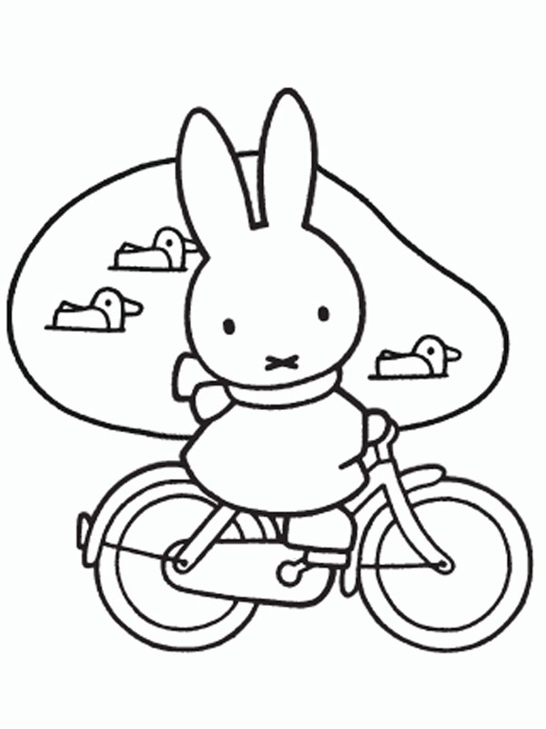 Miffy on a bycicle Coloring page