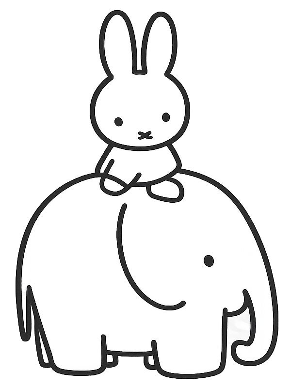 Miffy and the elephant Coloring page Miffy and the elephant Coloring page