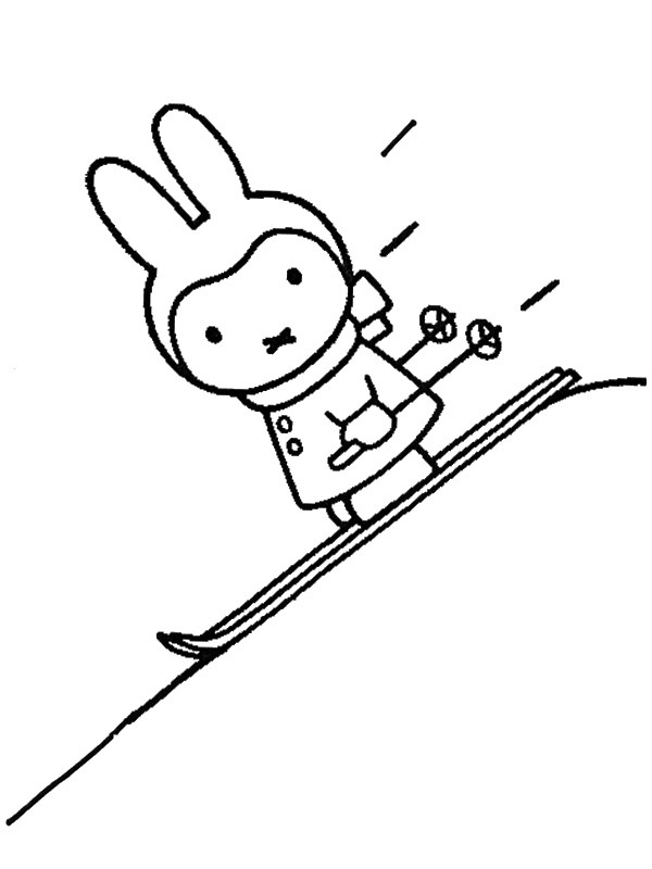 Miffy on winter sport Coloring page