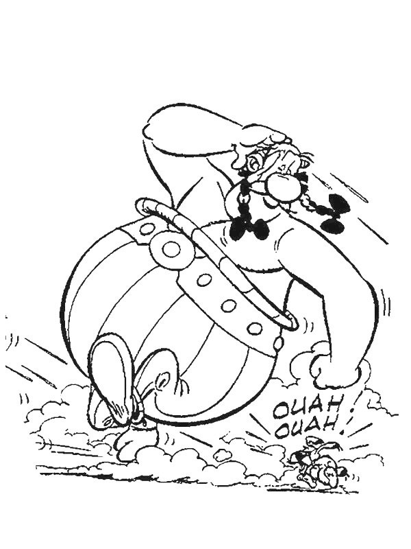 Obelix and idefix run for their lives Coloring page