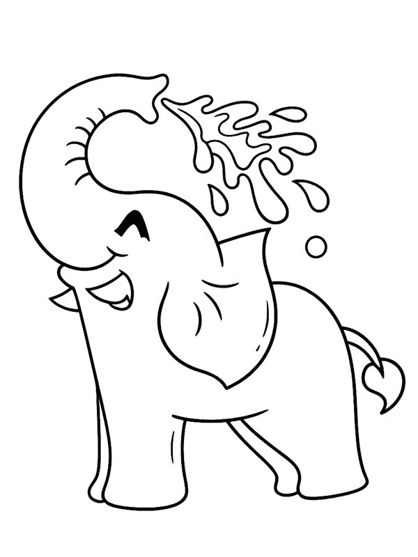 Elephant spraying water Coloring page
