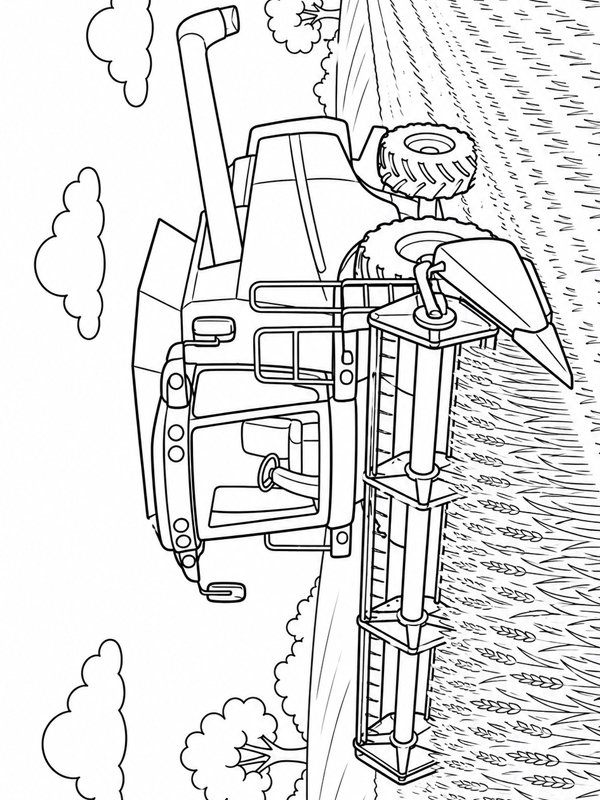 Combine harvester in the field Coloring page Combine harvester in the field Coloring page