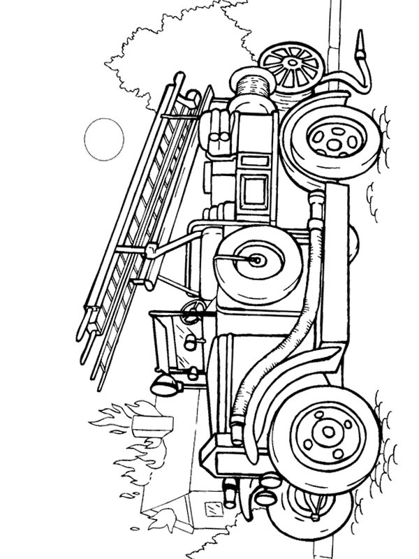 Classic Firetruck with ladder Coloring page Classic Firetruck with ladder Coloring page