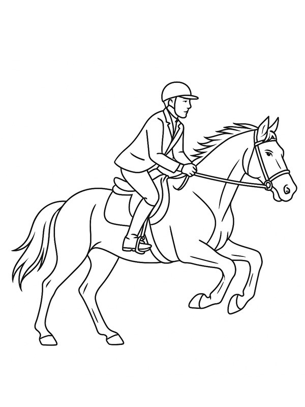 Horse galloping with rider Coloring page Horse galloping with rider Coloring page