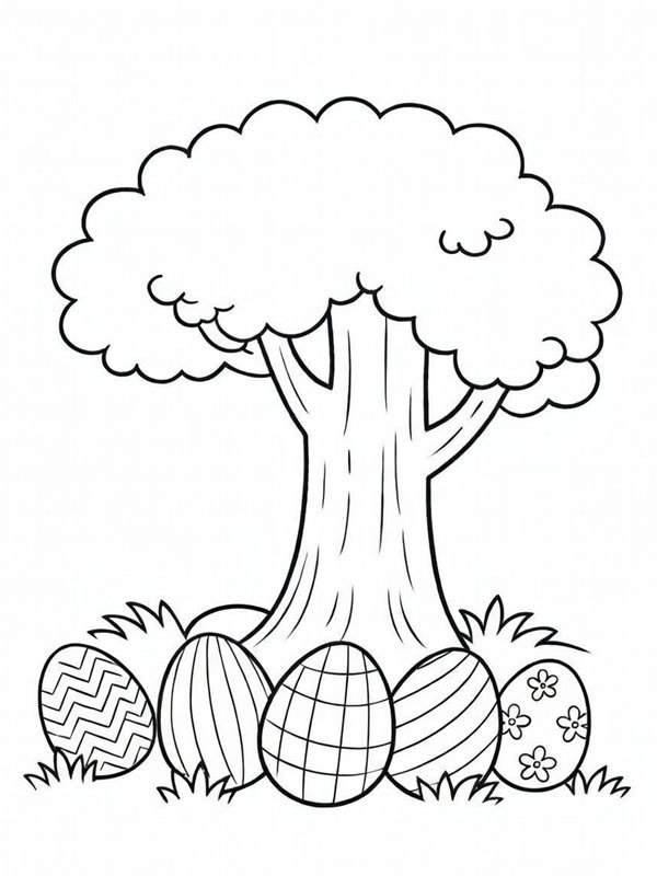 Easter eggs under the tree Coloring page