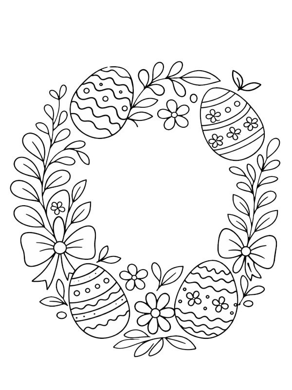 Easter wreath with eggs Coloring page Easter wreath with eggs Coloring page