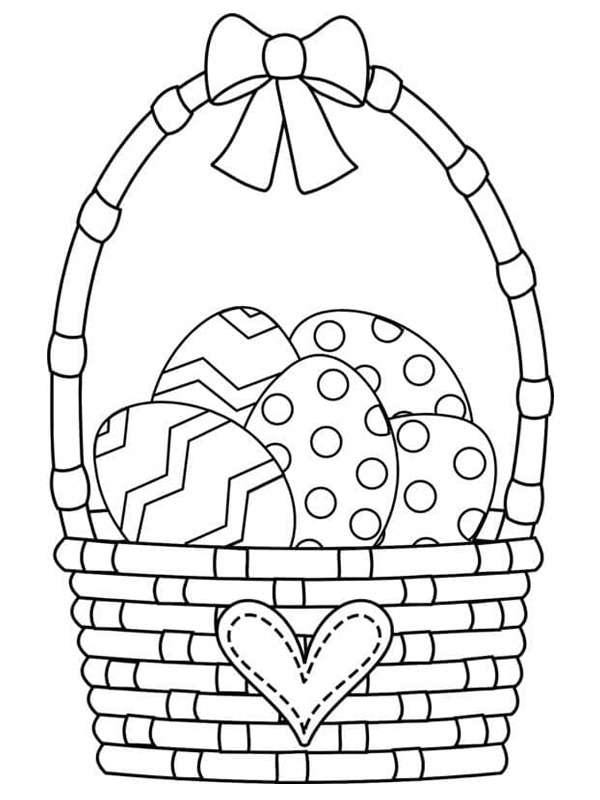Easter basket with eggs Coloring page Easter basket with eggs Coloring page