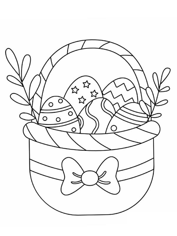 Easter basket with bow Coloring page Easter basket with bow Coloring page