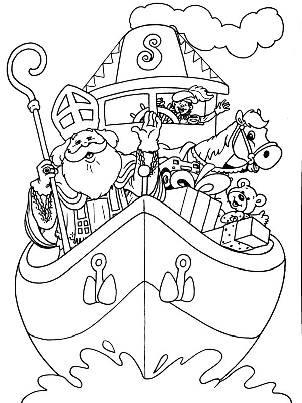 Saint nick and his boat 13 Coloring page