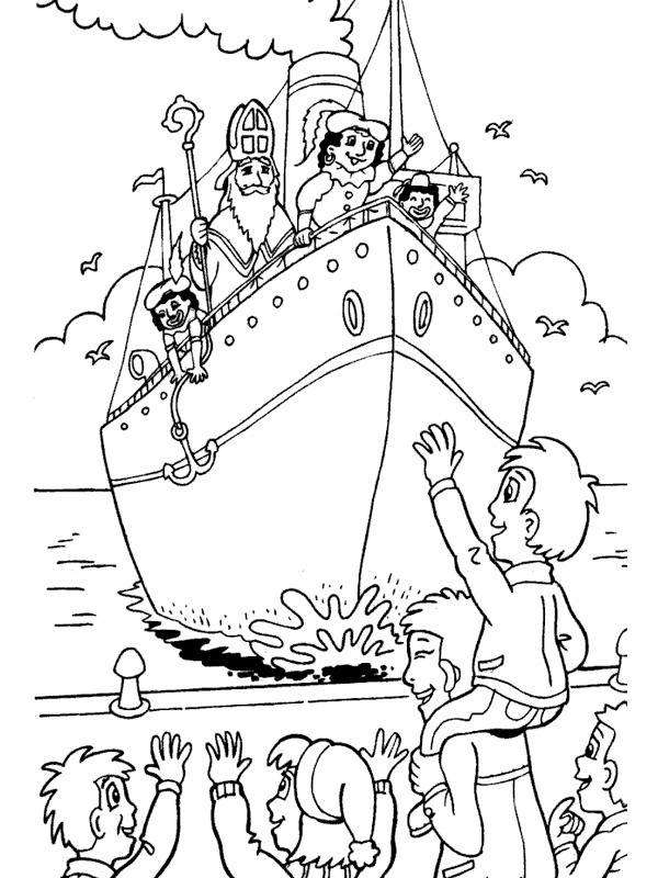 Saint Nicholas Steam Boat Coloring page