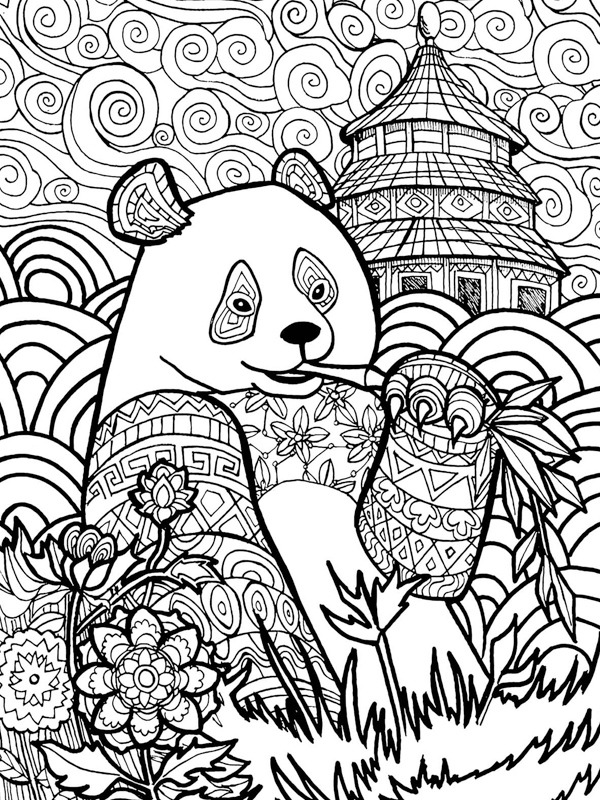 Panda for adults Coloring page