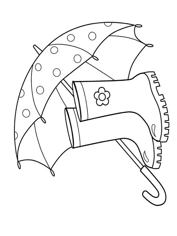 Umbrella and rain boots Coloring page Umbrella and rain boots Coloring page