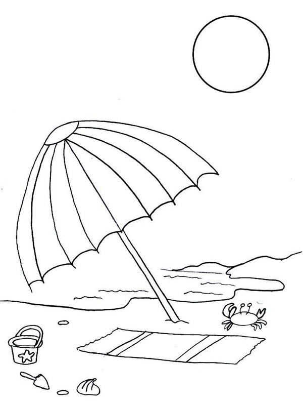 Beach umbrella on the beach Coloring page