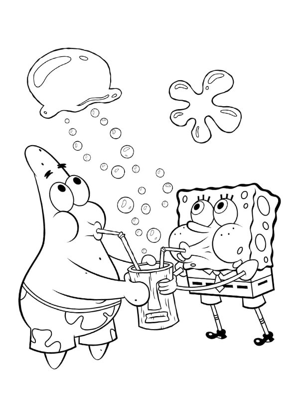 Patrick Star and SpongeBob drink lemonade Coloring page Patrick Star and SpongeBob drink lemonade Coloring page