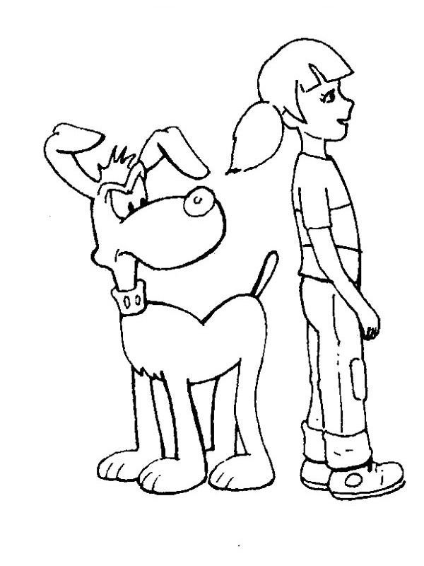 Penny and dog Brian Coloring page