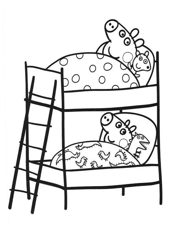 Peppa pig and George Pig are sleeping Coloring page