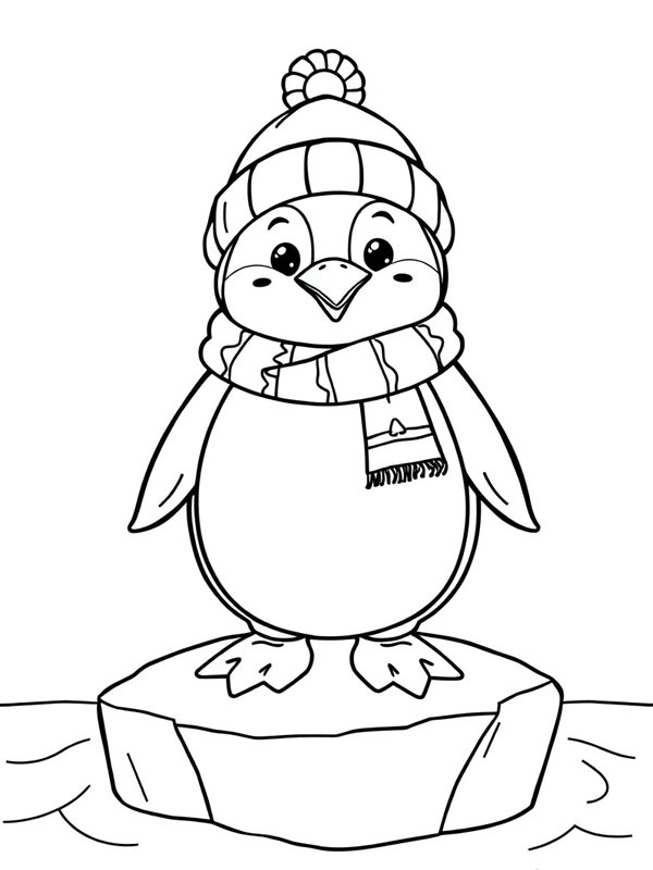 Penguin with hat and scarf Coloring page Penguin with hat and scarf Coloring page