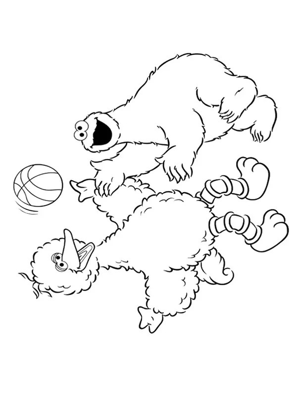 Big Bird and cookiemonster Coloring page