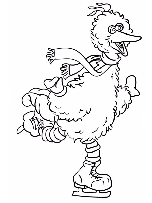 Big Bird skating Coloring page Big Bird skating Coloring page