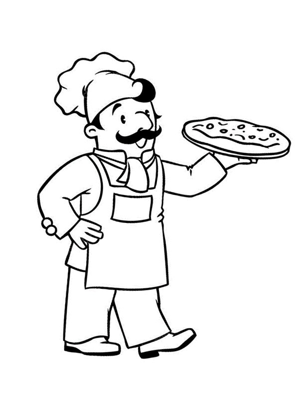 Pizza chef-kok Coloring page