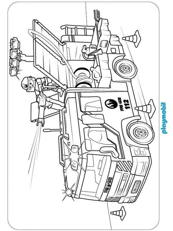 Playmobil firetruck Coloring page Playmobil firetruck Coloring page