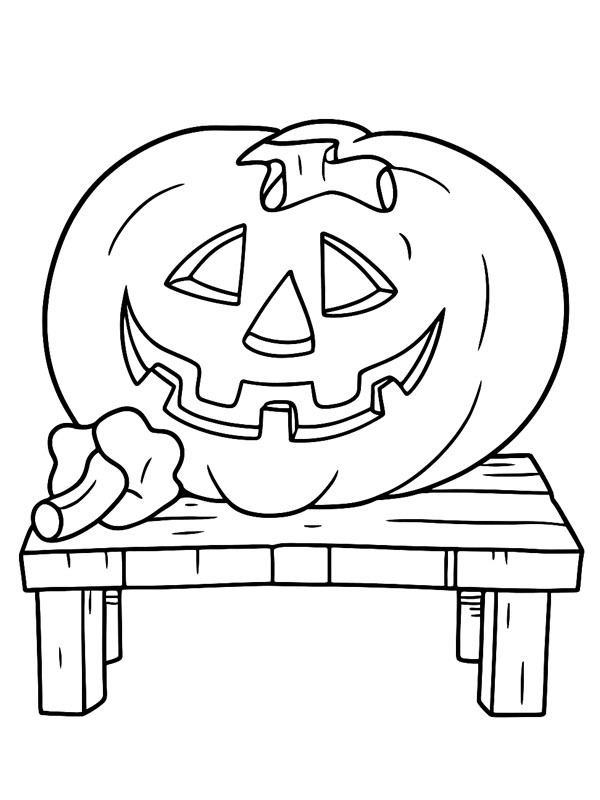 Pumpkin on a table Coloring page