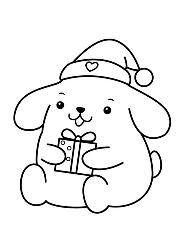Pompompurin with Santa hat Coloring page Pompompurin with Santa hat Coloring page