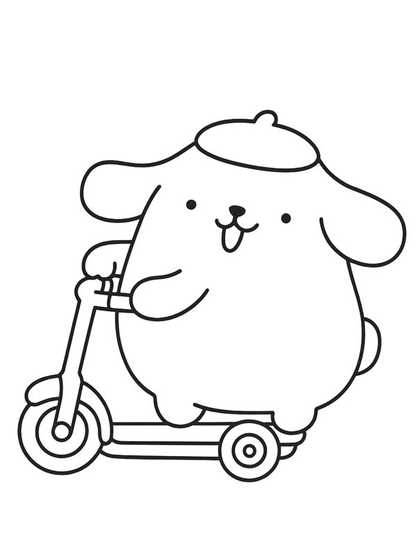 Pompompurin on the scooter Coloring page Pompompurin on the scooter Coloring page